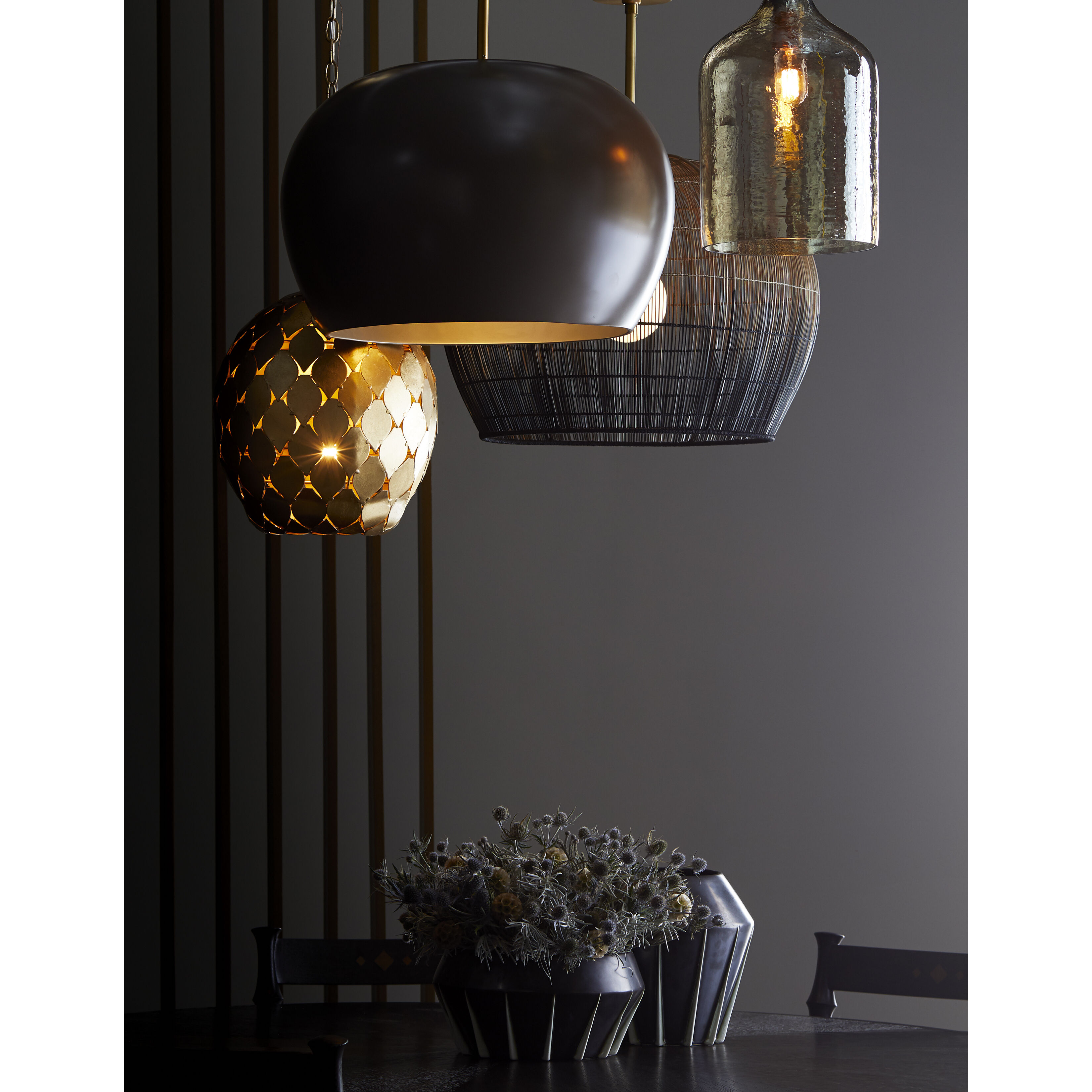 Swami 1 Light 32 inch Natural and Black Ombre with Antique Brass Pendant Ceiling Light, Large